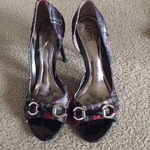 Black and Red Plaid heels